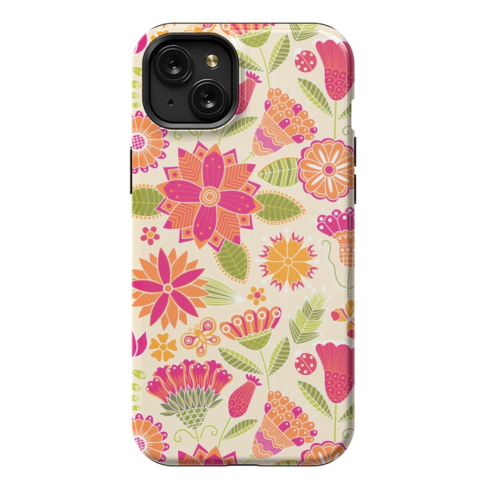 iPhone 15 Plus StrongFit geometric colored flowers by ArtsCase