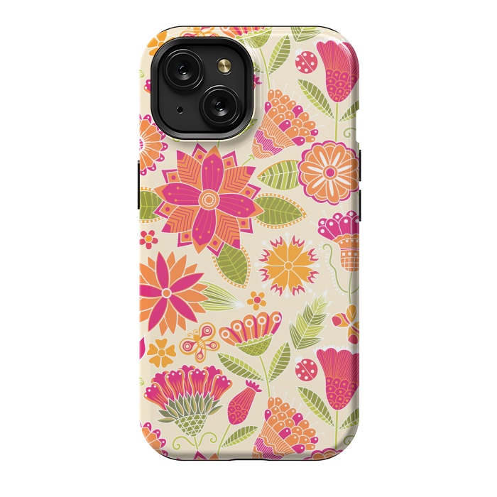 iPhone 15 StrongFit geometric colored flowers by ArtsCase