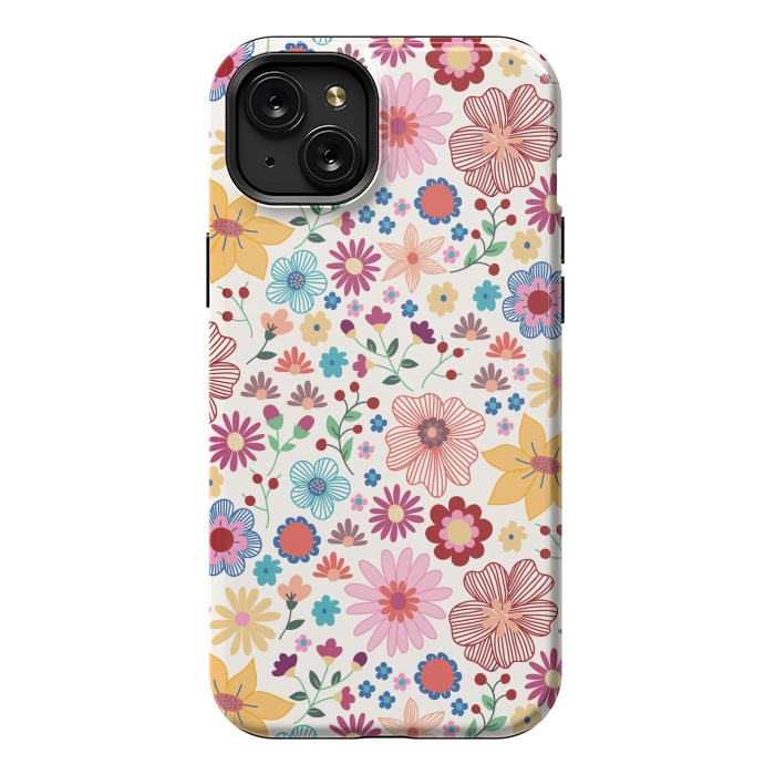iPhone 15 Plus StrongFit Springtime Wild Bloom by TracyLucy Designs