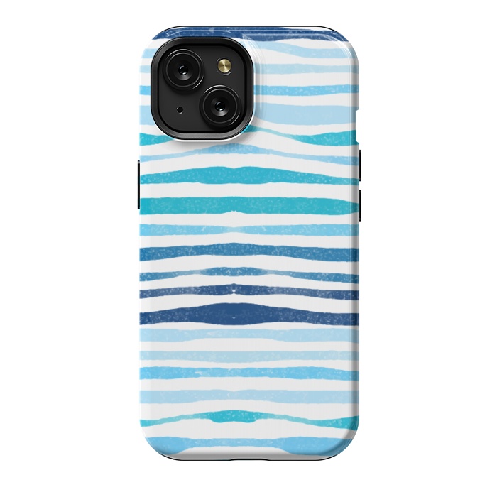 iPhone 15 StrongFit blue waves lines by MALLIKA