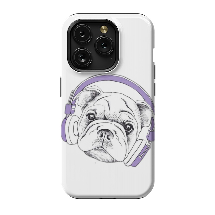iPhone 15 Pro StrongFit french bulldog listening music by haroulita