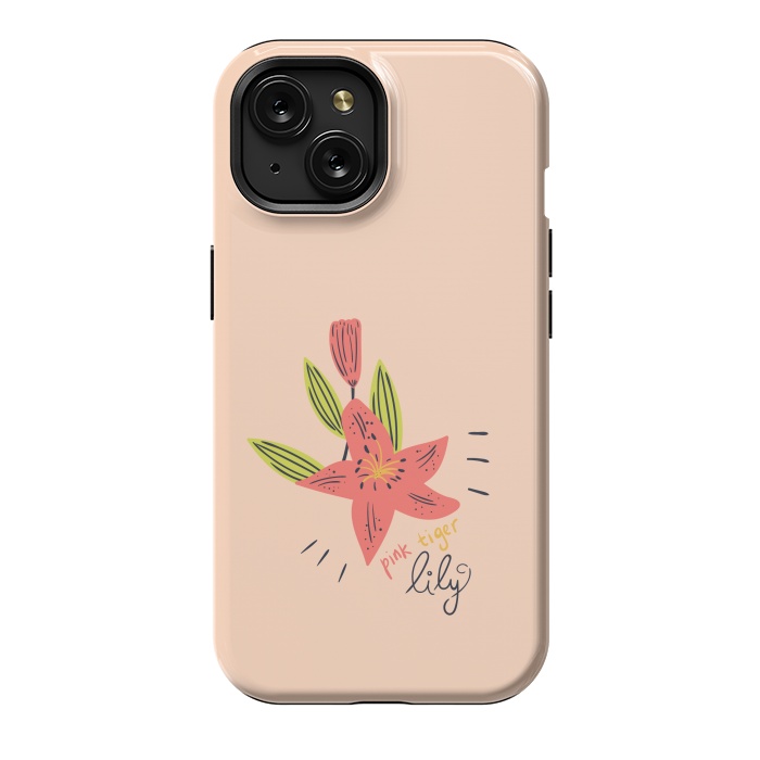 iPhone 15 StrongFit pink tiger lily flowers by Lovi Dianti