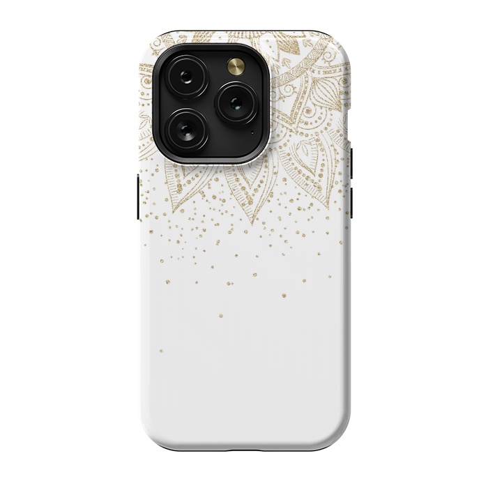 iPhone 15 Pro StrongFit Elegant Gold Mandala Confetti Design by InovArts