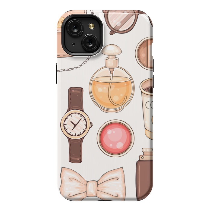 iPhone 15 Plus StrongFit Fashion set of Woman's Accessories and Cosmetics by ArtsCase