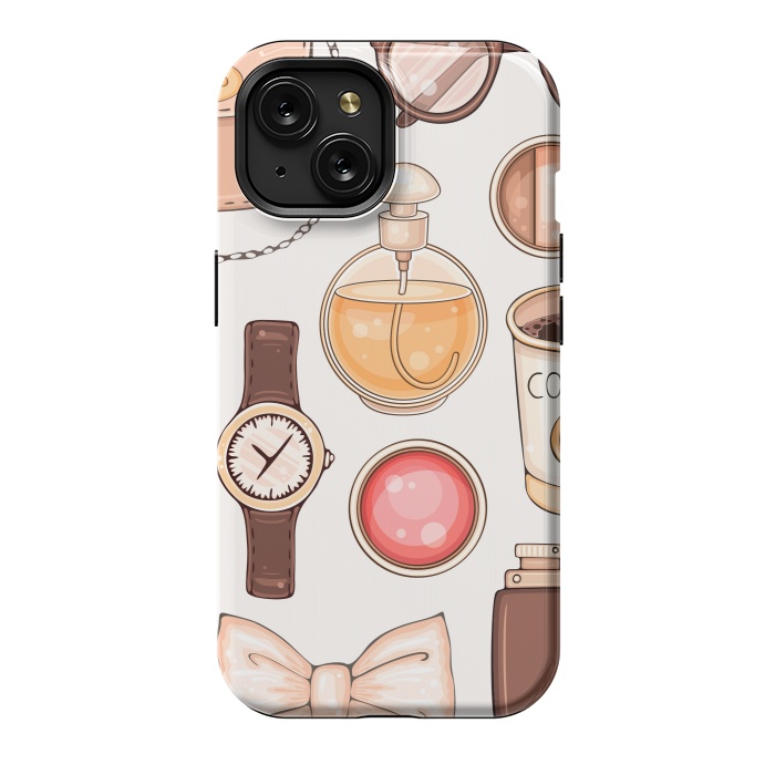 iPhone 15 StrongFit Fashion set of Woman's Accessories and Cosmetics by ArtsCase