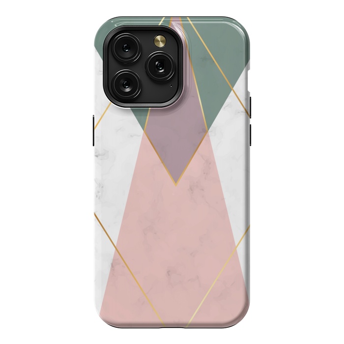 iPhone 15 Pro Max StrongFit Fashion Marble Design with golden lines by ArtsCase