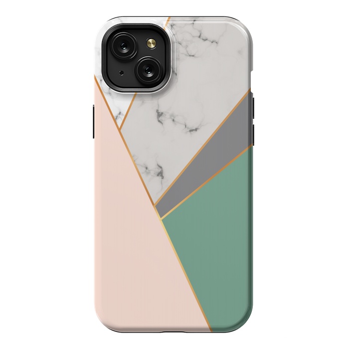 iPhone 15 Plus StrongFit Modern Geometric Design with golden lines by ArtsCase