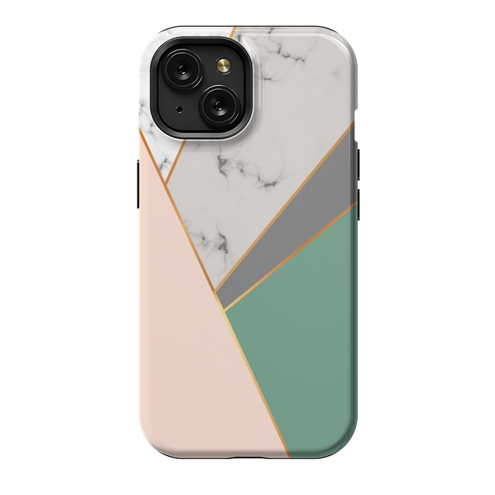 iPhone 15 StrongFit Modern Geometric Design with golden lines by ArtsCase