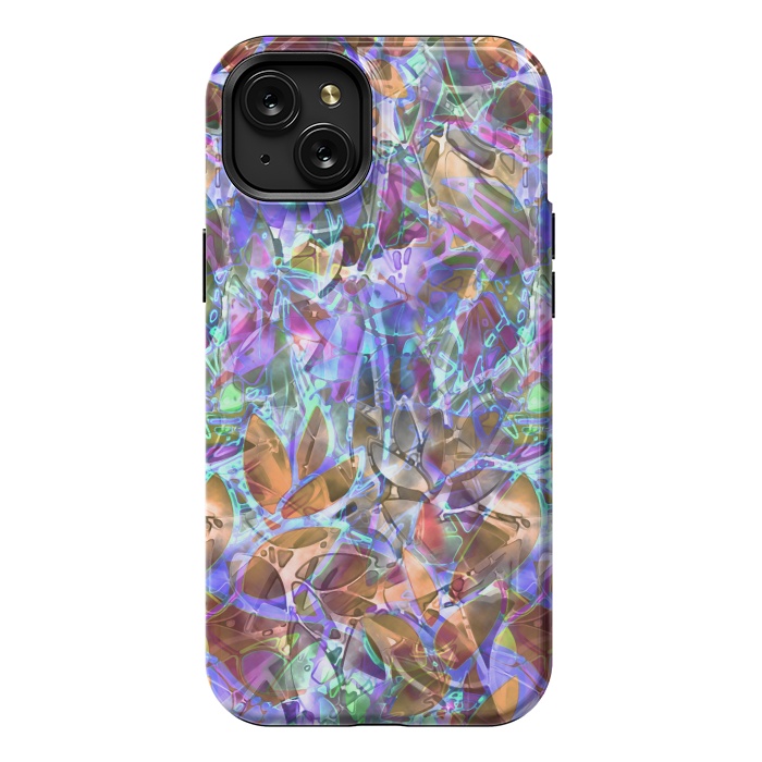 iPhone 15 Plus StrongFit Floral Abstract Stained Glass G268 by Medusa GraphicArt