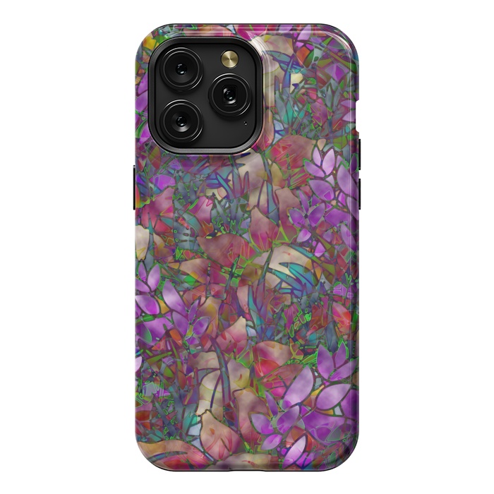 iPhone 15 Pro Max StrongFit Floral Abstract Stained Glass G175 by Medusa GraphicArt