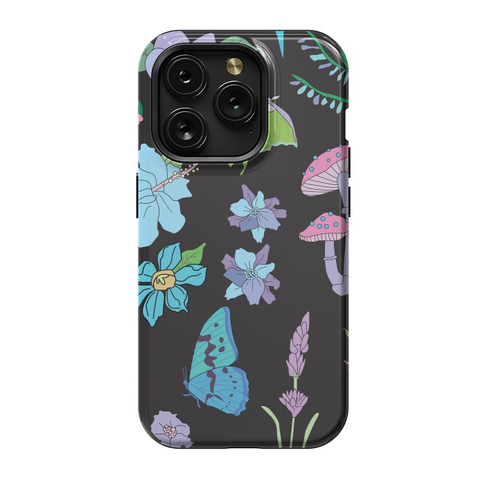 iPhone 15 Pro StrongFit Garden Witch Pastel Mushrooms, Flowers, Butterflies by Luna Elizabeth Art