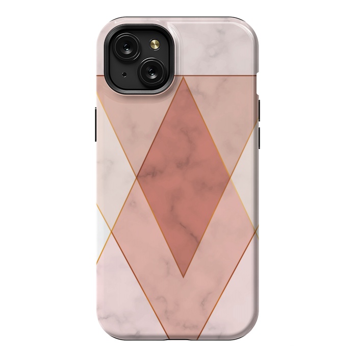 iPhone 15 Plus StrongFit Modern Marble Geometric Design Triangular by ArtsCase