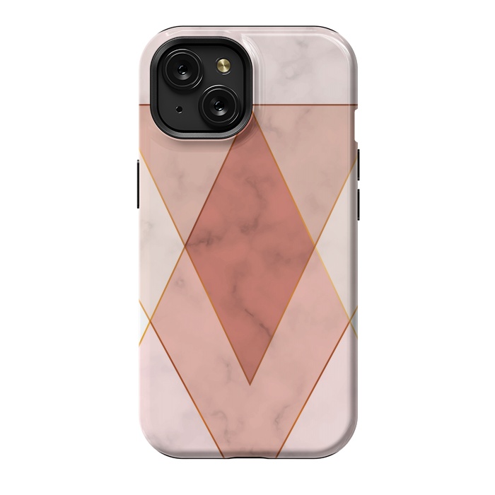 iPhone 15 StrongFit Modern Marble Geometric Design Triangular by ArtsCase