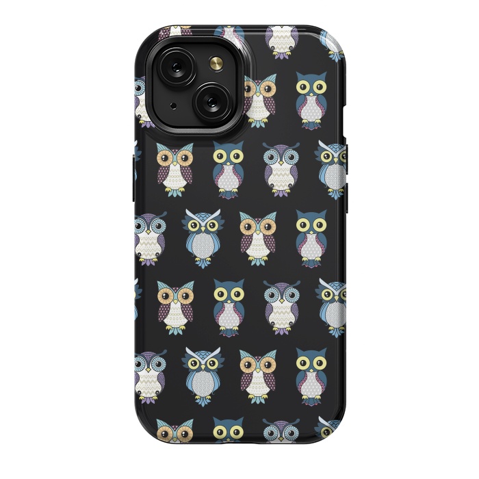iPhone 15 StrongFit Owls pattern by Laura Nagel