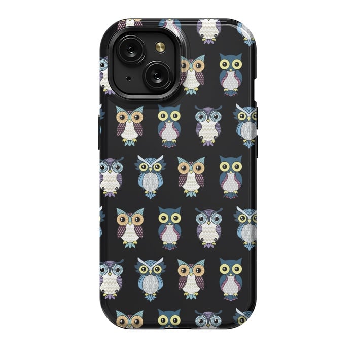 iPhone 15 StrongFit Owls pattern by Laura Nagel