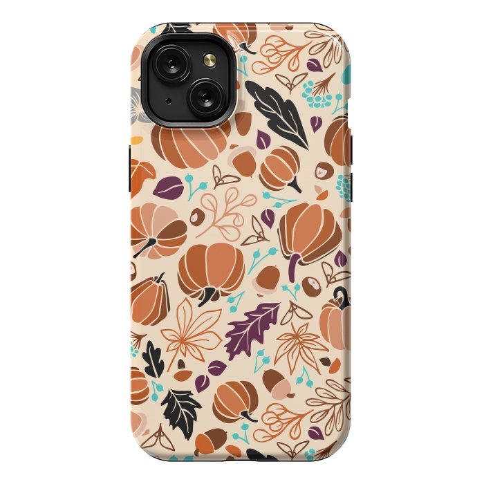 iPhone 15 Plus StrongFit Fall Fruits in Cream and Orange by Paula Ohreen