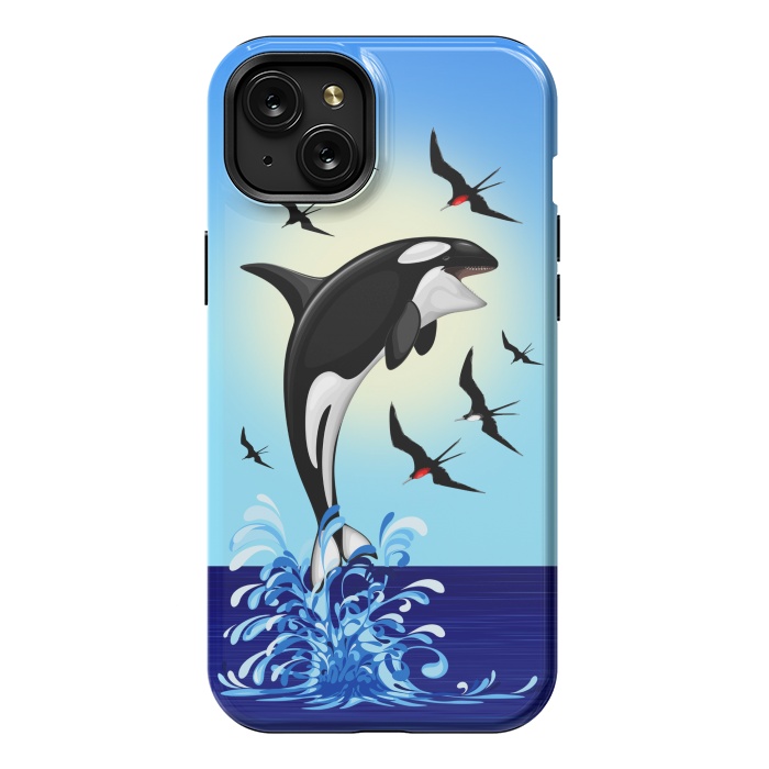 iPhone 15 Plus StrongFit Orca Killer Whale jumping out of Ocean by BluedarkArt
