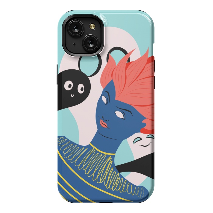 iPhone 15 Plus StrongFit Alien Girl With Ghost Imaginary Friends by Boriana Giormova