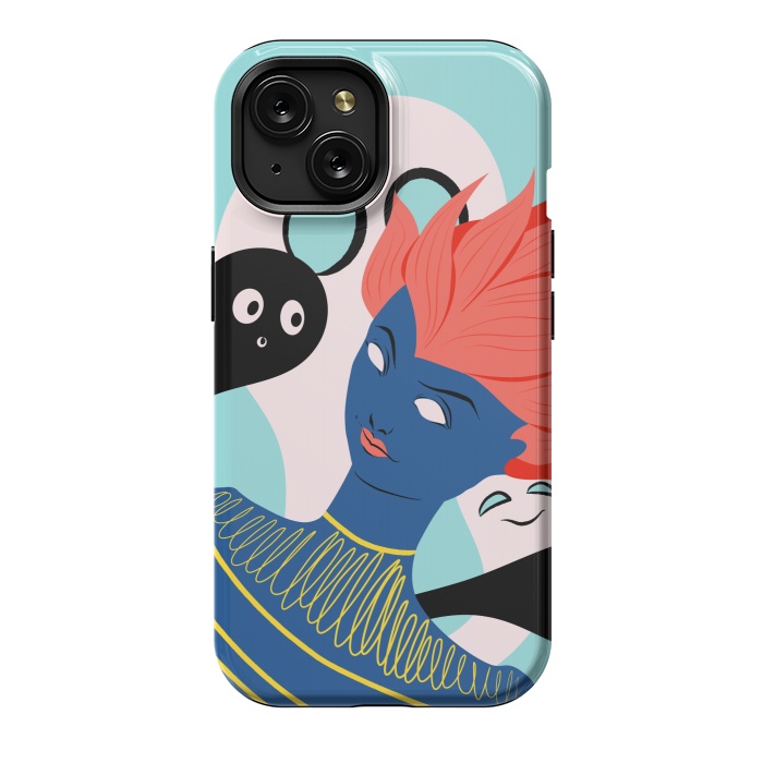iPhone 15 StrongFit Alien Girl With Ghost Imaginary Friends by Boriana Giormova