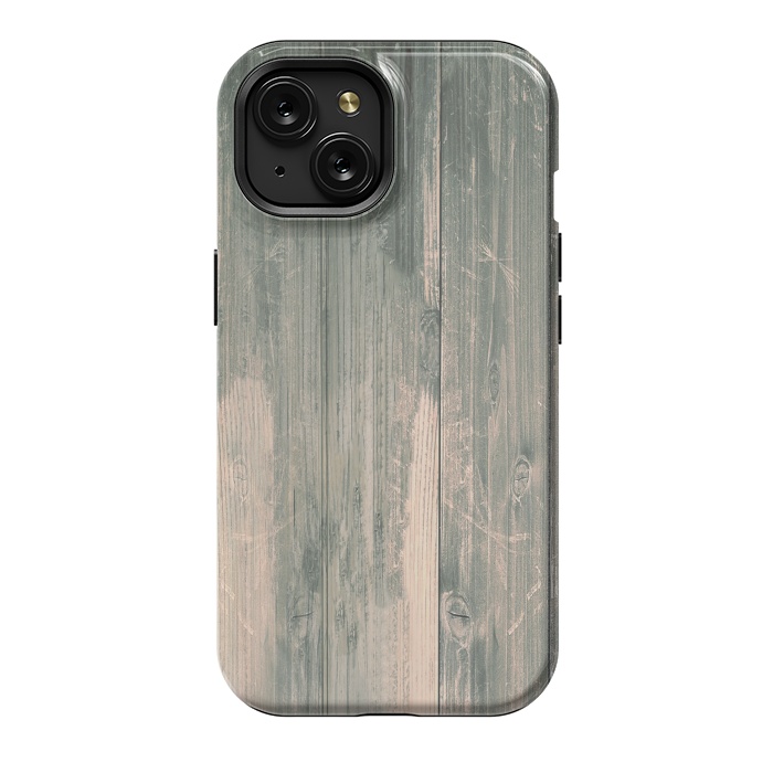 iPhone 15 StrongFit grey wood by haroulita