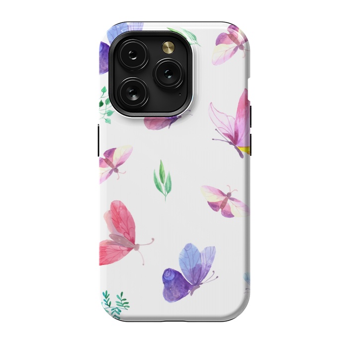 iPhone 15 Pro StrongFit watercolor butterflies c by haroulita