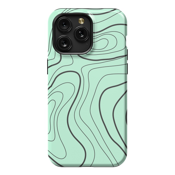 iPhone 15 Pro Max StrongFit green abstract lines 2 by MALLIKA