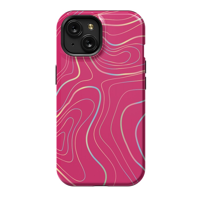 iPhone 15 StrongFit pink golden lines by MALLIKA