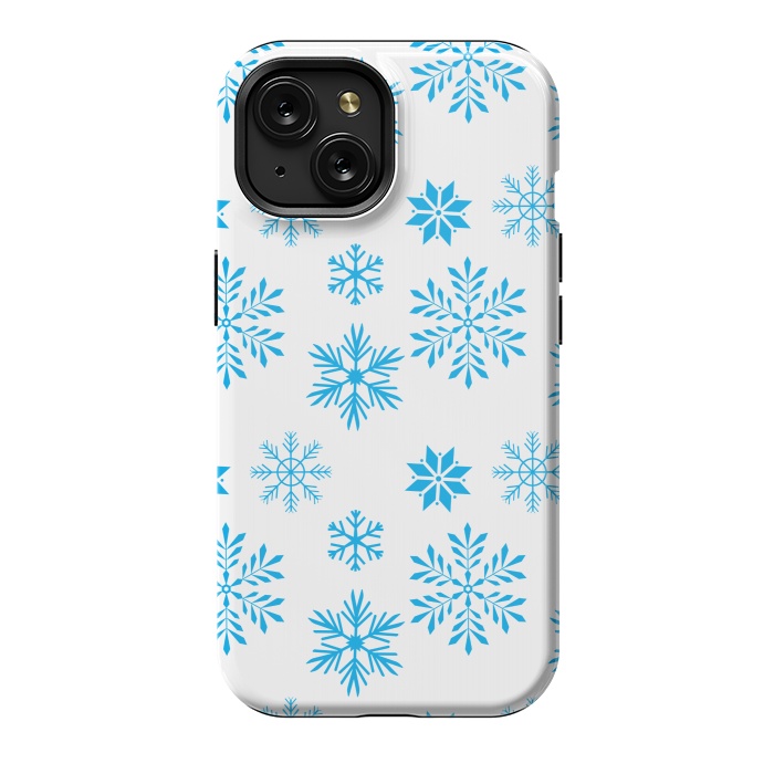 iPhone 15 StrongFit blue snowflakes pattern by MALLIKA