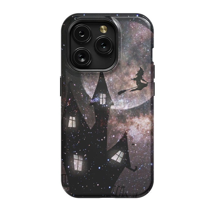 iPhone 15 Pro StrongFit Flying witch and dark house at night by Oana 