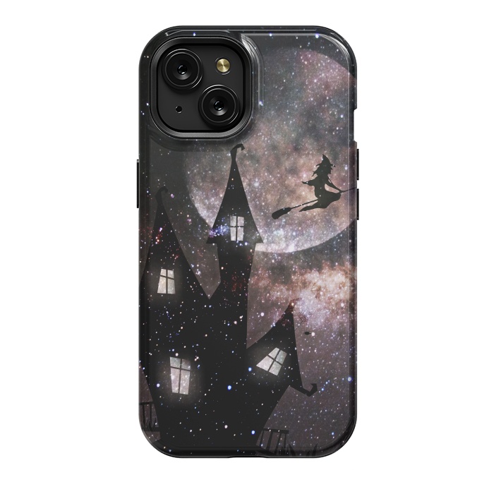 iPhone 15 StrongFit Flying witch and dark house at night by Oana 
