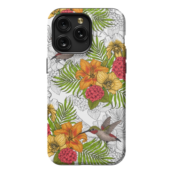 iPhone 15 Pro Max StrongFit Hummingbirds and tropical bouquet by Katerina Kirilova