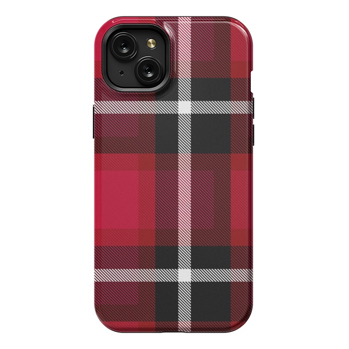 iPhone 15 Plus StrongFit Red Scottish Plaid by TMSarts