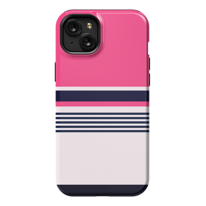 iPhone 15 Plus StrongFit Pink Pastel Stripes by TMSarts