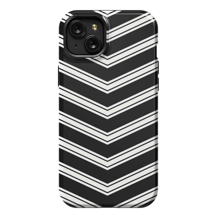 iPhone 15 Plus StrongFit Black And White Chevrons by TMSarts
