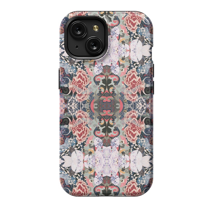iPhone 15 StrongFit Japanese inspired floral mandala pattern by Oana 