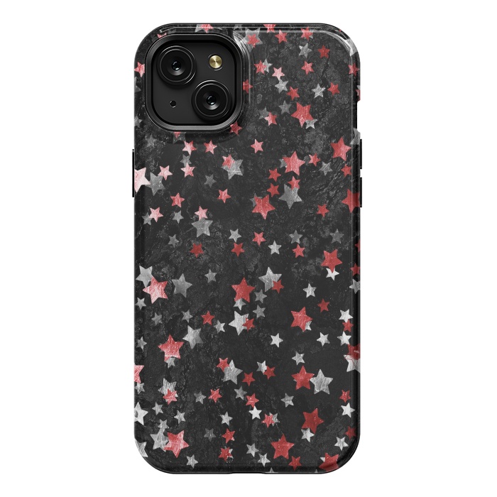 iPhone 15 Plus StrongFit Silver Copper stars on marble sky by Oana 