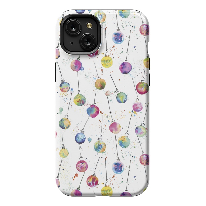 iPhone 15 Plus StrongFit Christmas Watercolor Baubles by Ninola Design