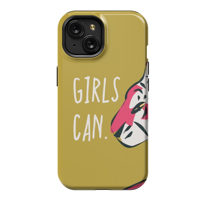 iPhone 15 StrongFit Girls can, mustard by Jelena Obradovic