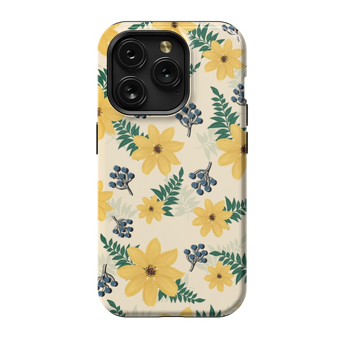 iPhone 15 Pro StrongFit Yellow flowers pattern by Jms