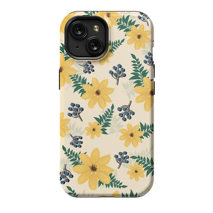 iPhone 15 StrongFit Yellow flowers pattern by Jms