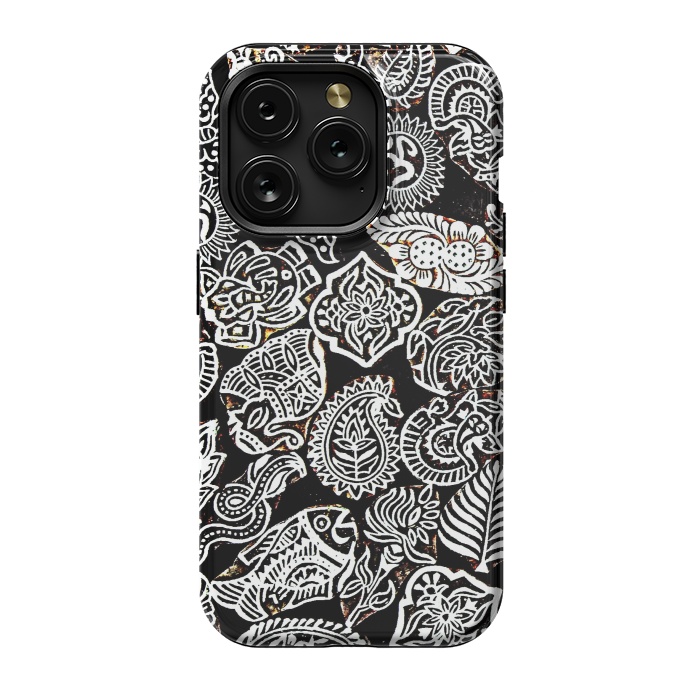 iPhone 15 Pro StrongFit Black and white pattern by Winston