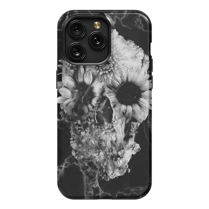 iPhone 15 Pro Max StrongFit Floral Skull Marble by Ali Gulec