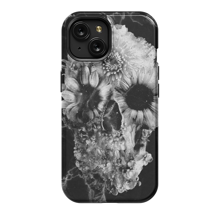 iPhone 15 StrongFit Floral Skull Marble by Ali Gulec
