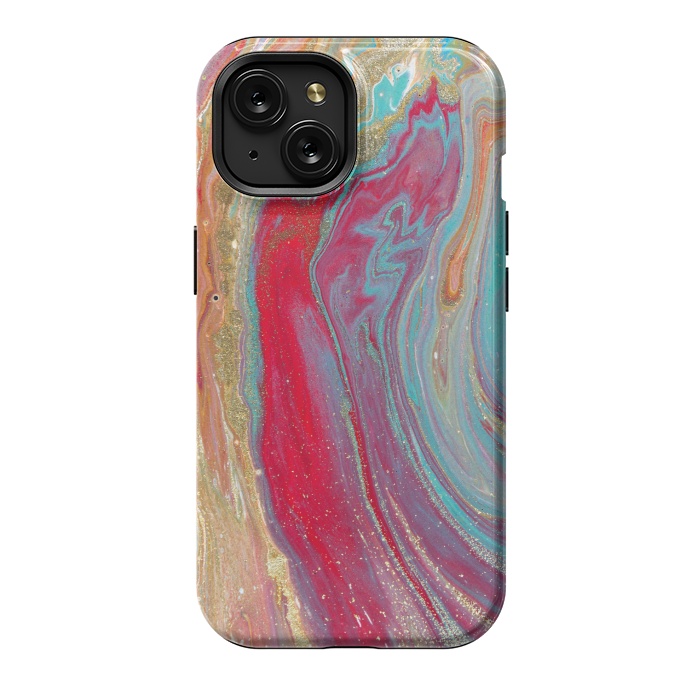 iPhone 15 StrongFit Liquid Marble Design Colorful by ArtsCase