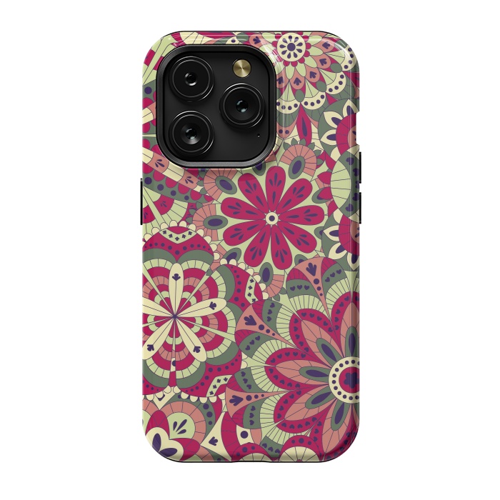 iPhone 15 Pro StrongFit Floral Made with Many Mandalas by ArtsCase