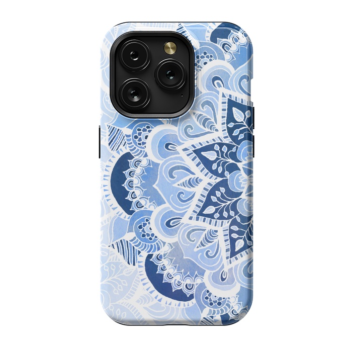 iPhone 15 Pro StrongFit Blue Lace Mandala by Tangerine-Tane