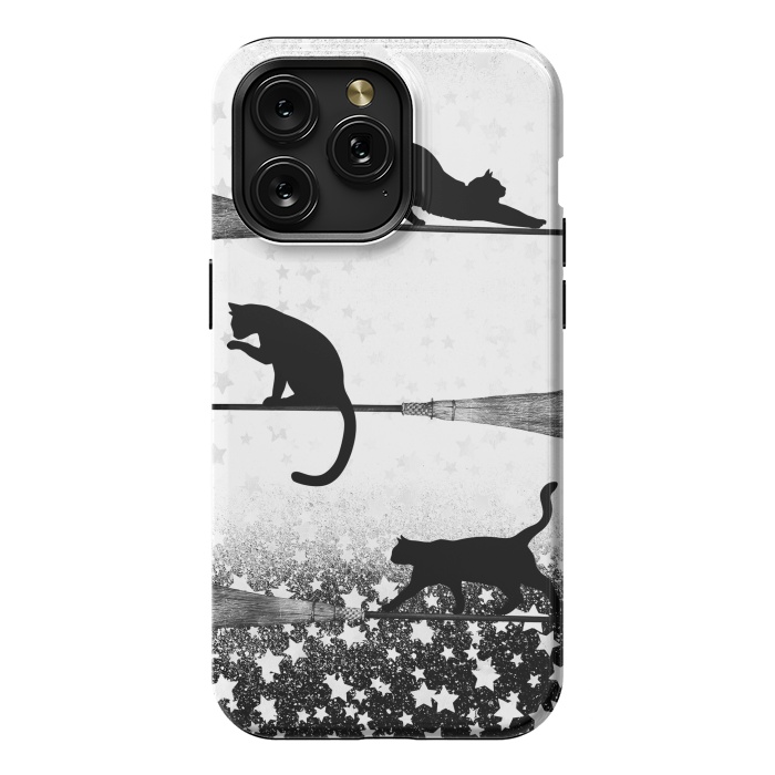 iPhone 15 Pro Max StrongFit black cats flying on witch brooms by Oana 
