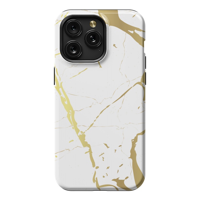 iPhone 15 Pro Max StrongFit Marble Design With Gold Lines by ArtsCase