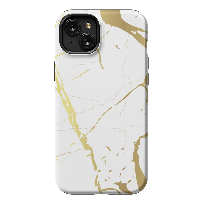 iPhone 15 Plus StrongFit Marble Design With Gold Lines by ArtsCase