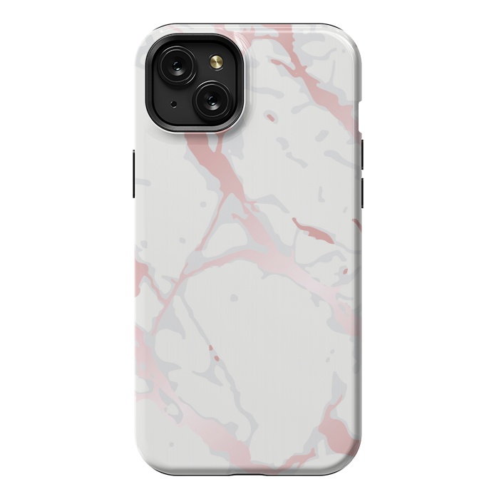 iPhone 15 Plus StrongFit Pink Rose Marble Design by ArtsCase